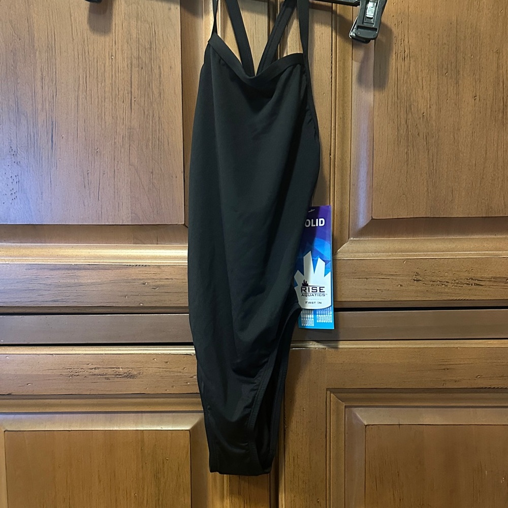 Solid Black Swimsuit with Crossed Straps